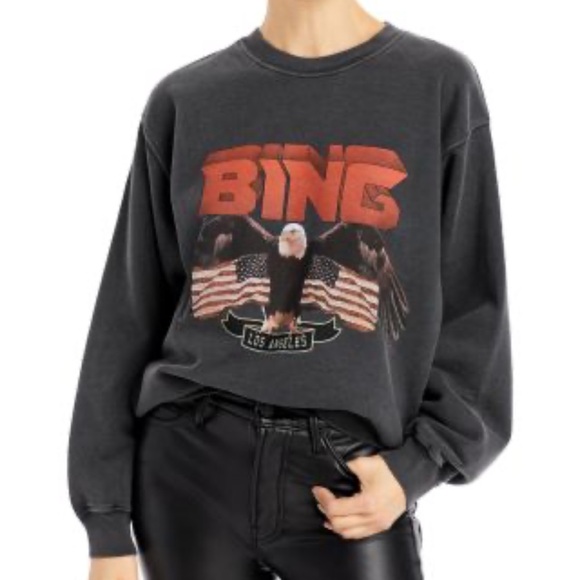 Anine Bing Vintage Sweatshirt in Black - Picture 3 of 9
